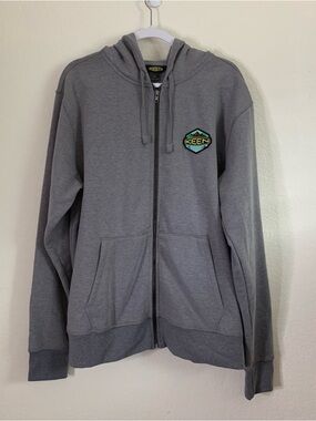 Keen Mens Gray Full Zip fleece lined hooded sweater XL